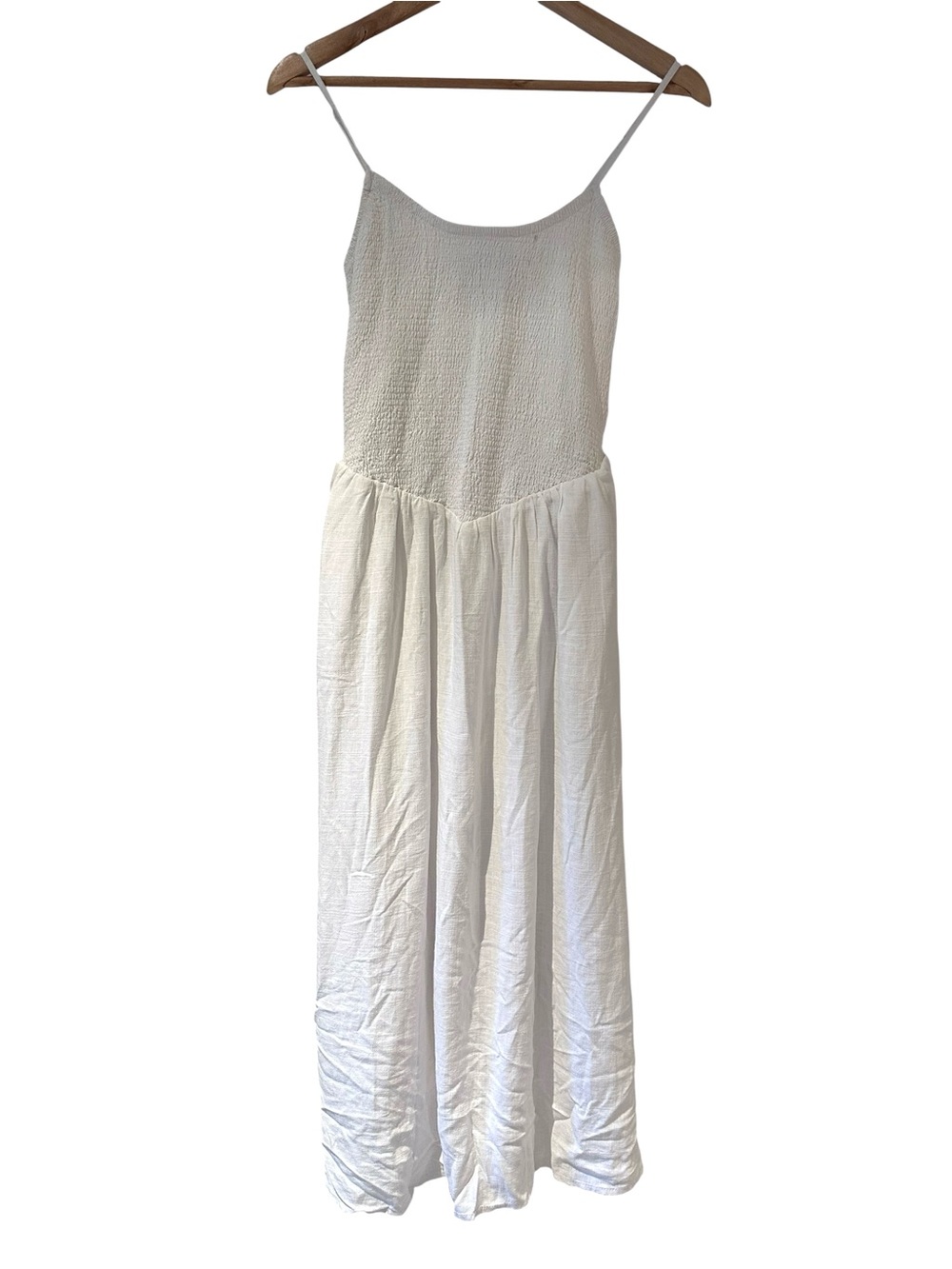 Reitman’s White Smocked Bodice Maxi Dress Size Medium NWT